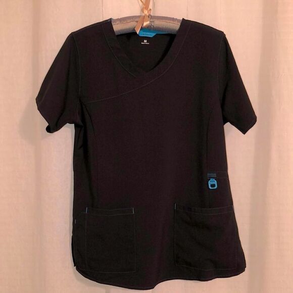 carhartt M Force Stretch Black Blue Scrub Top - Picture 1 of 15